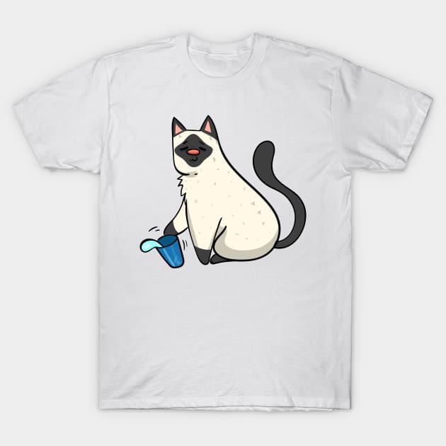 Water Spiller Cat - Siamese T-Shirt by KPrimeArt